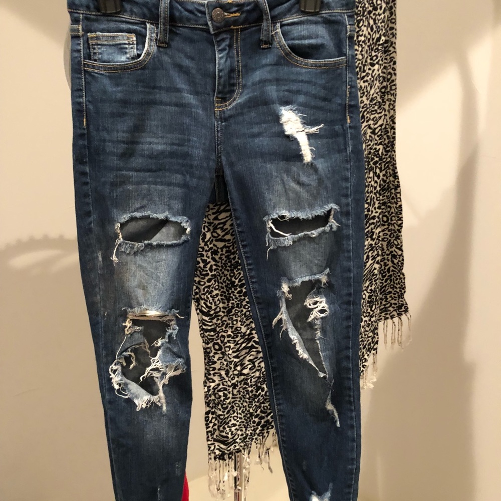 Blue jeans with holes